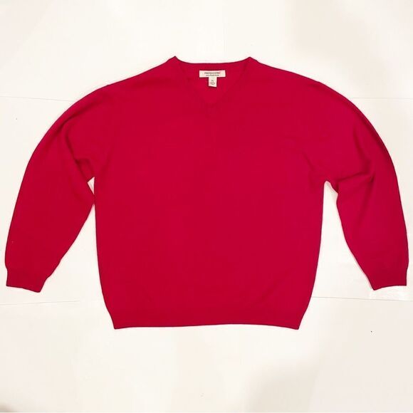 Pronto Uomo 100% Cashmere V Neck Sweater Christmas Holiday Red XL - Picture 2 of 4
